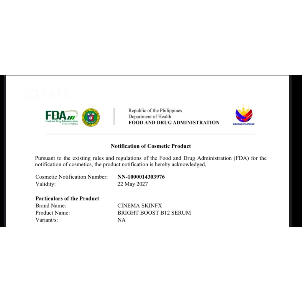 Bright Boost B12 Whitening Serum | Cinema SkinFX Philippines